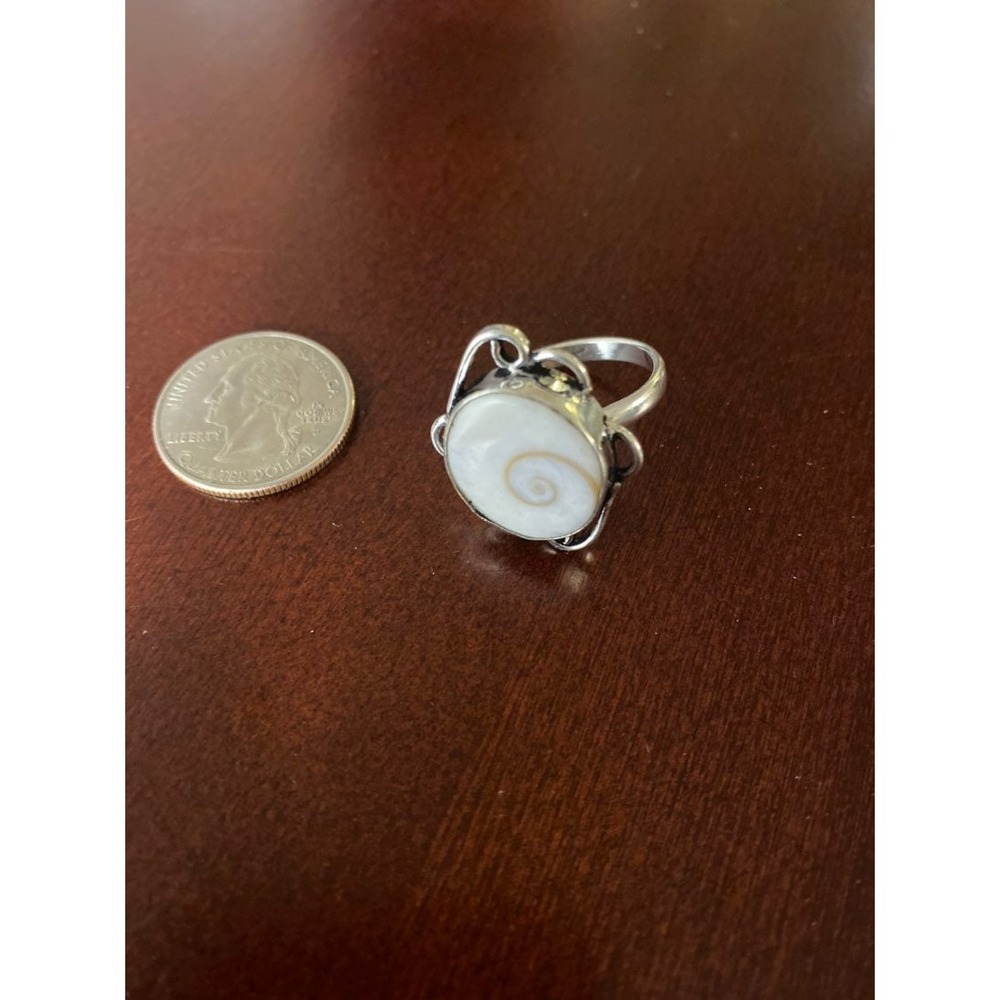 Shell Ring Sterling plated, sz 9.5